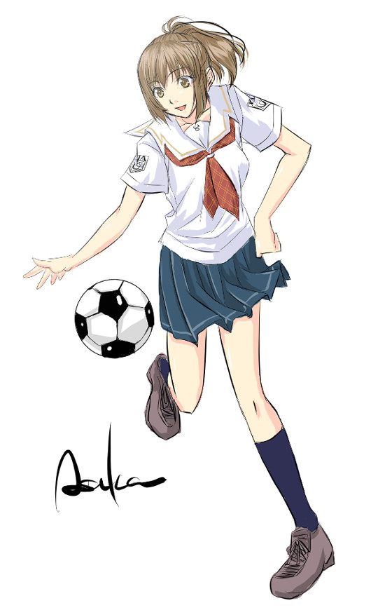 1girl, ball, brown_eyes, brown_hair, enterbrain, ichino, kimi_kiss, sakino_asuka