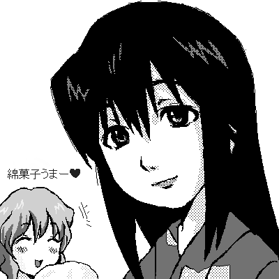 2girls, :d, blush, hair_between_eyes, heart, long_hair, looking_at_viewer, lowres