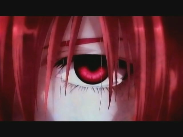 00s, 1girl, elfen_lied, kaede_(character), lucy, nyuu, red_eyes, redhead, screencap, solo, staring