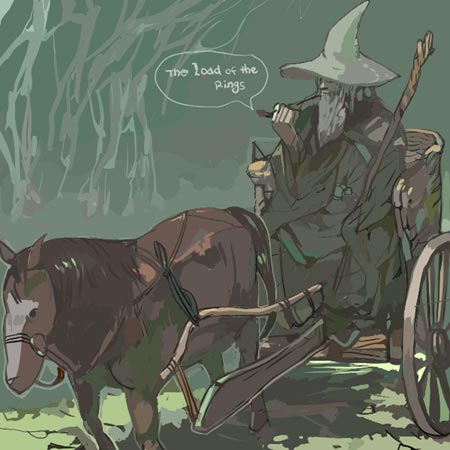 1boy, beard, cart, copyright_name, engrish, facial_hair, fantasy, gandalf