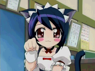 00s, 1girl, :3, animal_ears, animated, animated_gif, black_hair, blue_hair