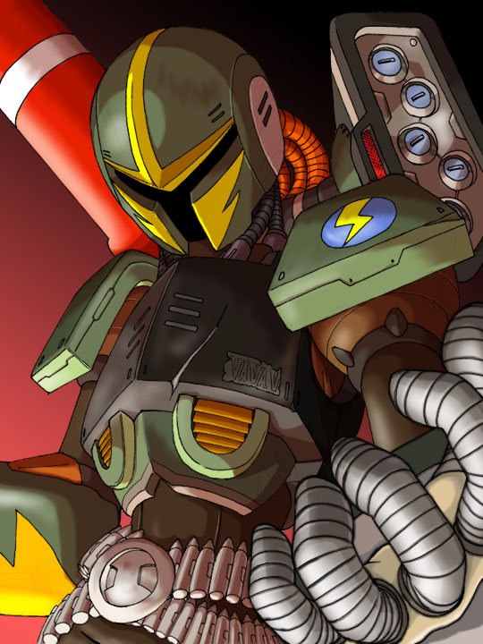 1boy, android, cannon, capcom, no_humans, robot, rockman, rockman_x