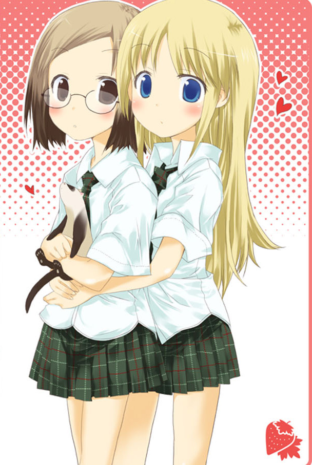 2girls, ana_coppola, child, ferret, glasses, ichigo_mashimaro, john, mizuki_makoto