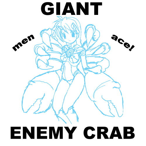 genji2, giant_enemy_crab, lowres, monochrome, monster_girl, parody
