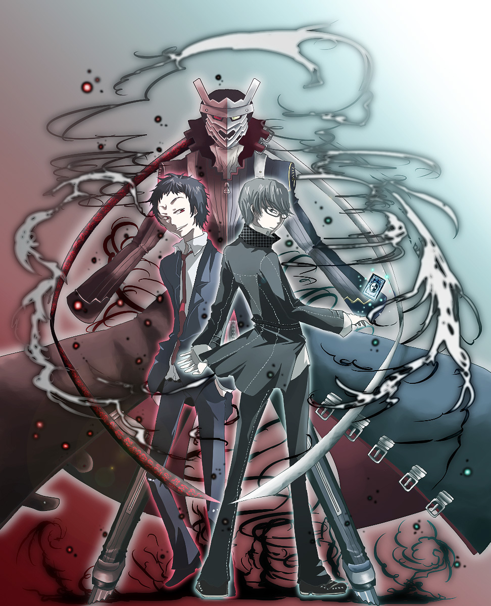 adachi_tohru, glasses, highres, ikihara@, izanagi, magatsu_izanagi, male, narukami_yuu, persona, persona_4, seta_souji, spoilers, yuasa_shion