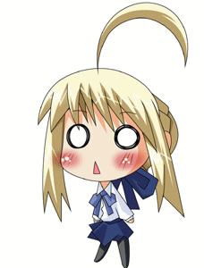 ahoge, animated, animated_gif, blouse, chibi, fate/stay_night, fate_(series), helicopter_hair, helicopterhair, huge_ahoge, lowres, pantyhose, saber, solo