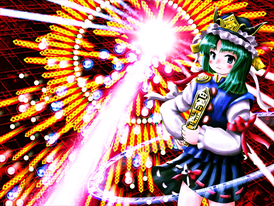 1girl, asayuba, danmaku, female, rod_of_remorse, shiki_eiki, solo, touhou