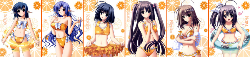 6+girls, absurdres, ahoge, ai_(tick!_tack!), antenna_hair, bikini, black_hair, blue_hair