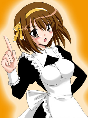 brown_hair, c-chaos, lowres, maid, short_hair, suzumiya_haruhi, suzumiya_haruhi_no_yuuutsu