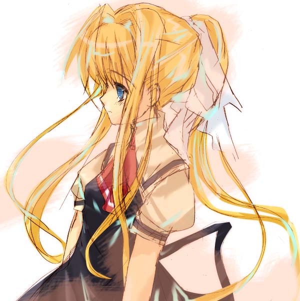 1girl, air, blonde_hair, blue_eyes, bow, hair_bow, kamio_misuzu, long_hair