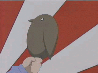 1girl, animated, animated_gif, azumanga_daioh, bird, eggplant, hatsuyume, hawk