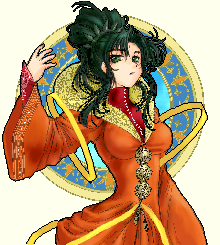 1girl, green_hair, jochuu-san, lowres, oekaki, original, solo, yagisaka_seto