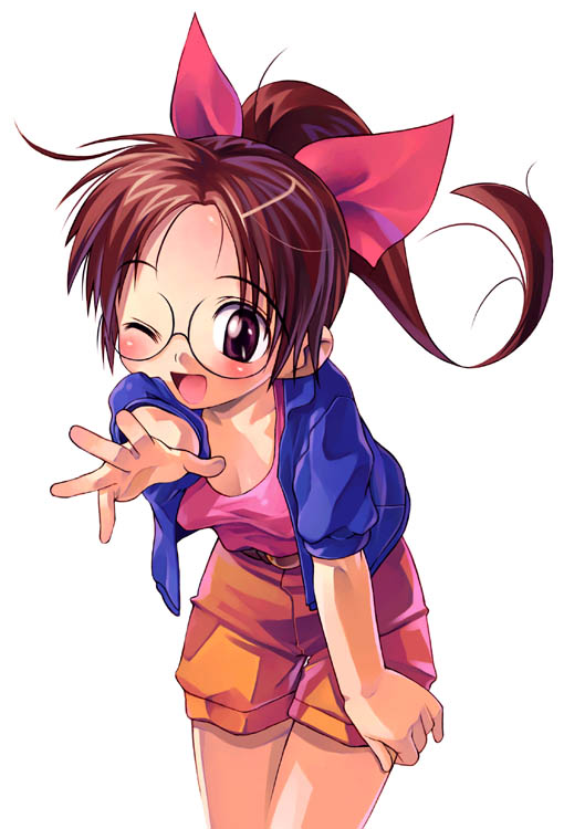 1girl, glasses, mitsuse_futaba, ponytail, satou_toshiyuki, solo, tetsujin28fx, tetsujin_28-gou_fx