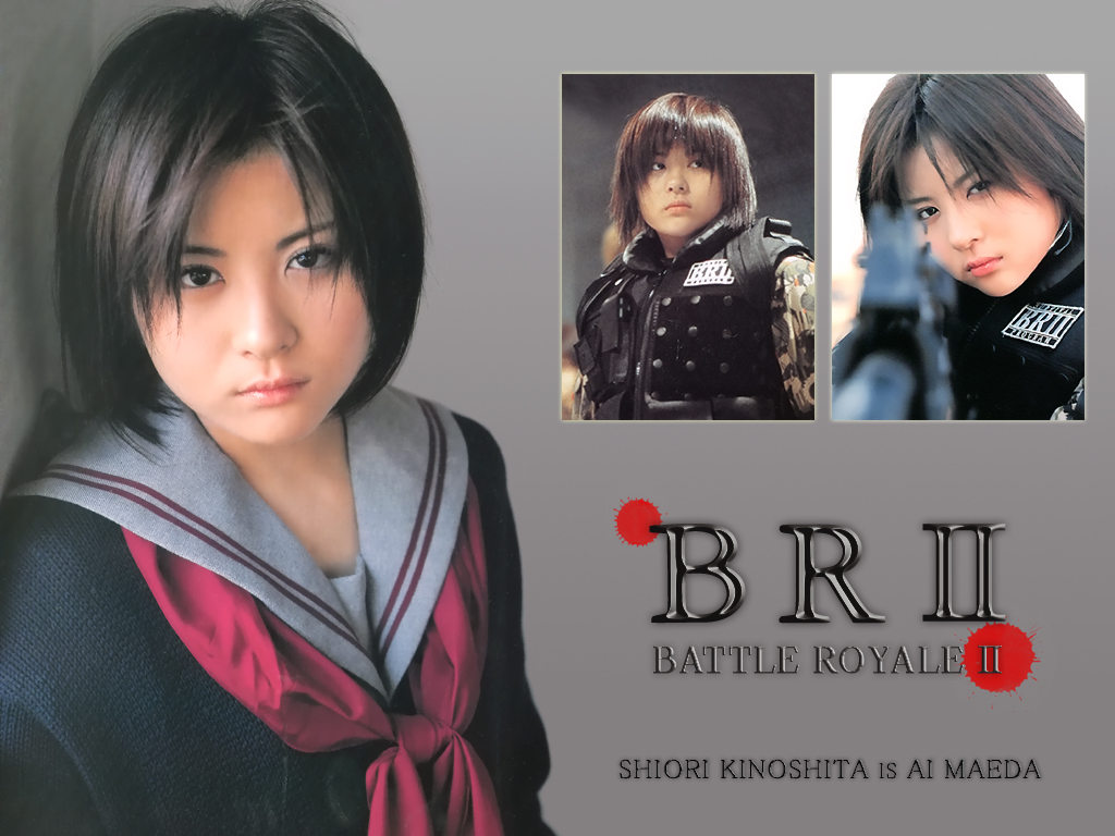 1girl, against_wall, asian, bangs, batoru_rowaiaru, battle_royale, battle_royale_ii, blurry