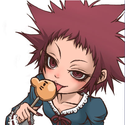 1girl, candy, cosplay, d.gray-man, doseisan, emu_(toran), kumatora, licking