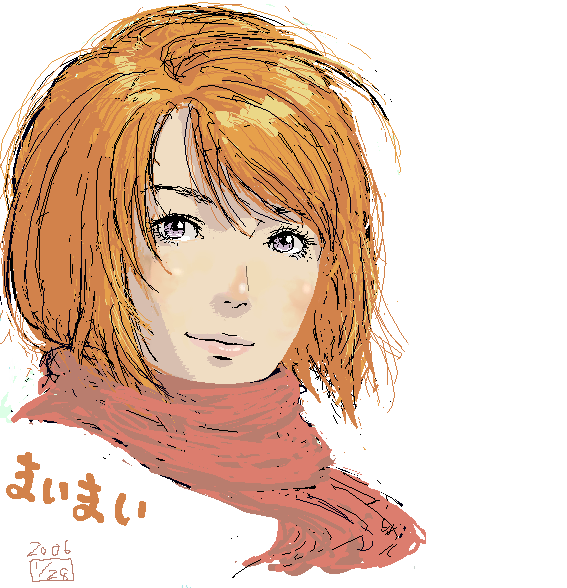 00s, cpt, ikeda_(cpt), lips, my-hime, oekaki, orange_hair, scarf
