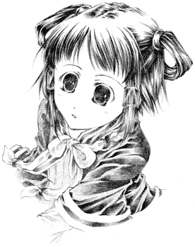 1girl, gensou_suikoden, gensou_suikoden_v, lowres, lyon, monochrome, ogomame, solo