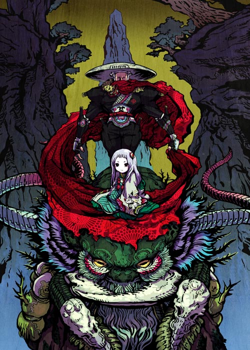 1boy, 1girl, black_eyes, full_body, hair_bobbles, hair_ornament, hat, japanese_clothes