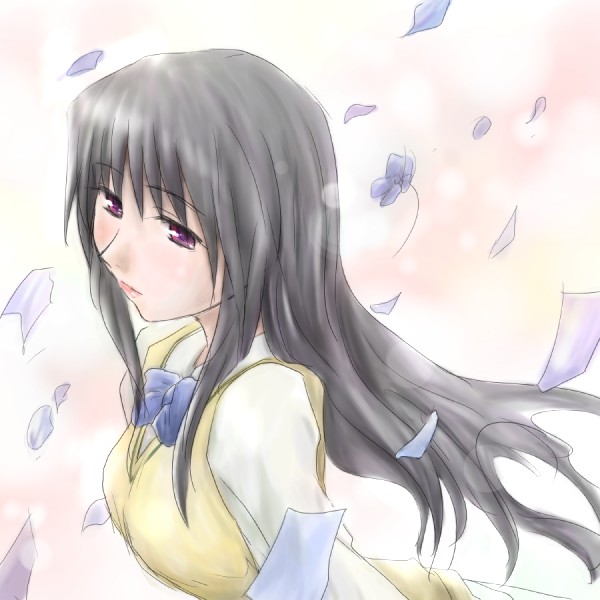 1girl, misaki_shizuno, rackane, school_uniform, serafuku, solo, sweater, sweater_vest