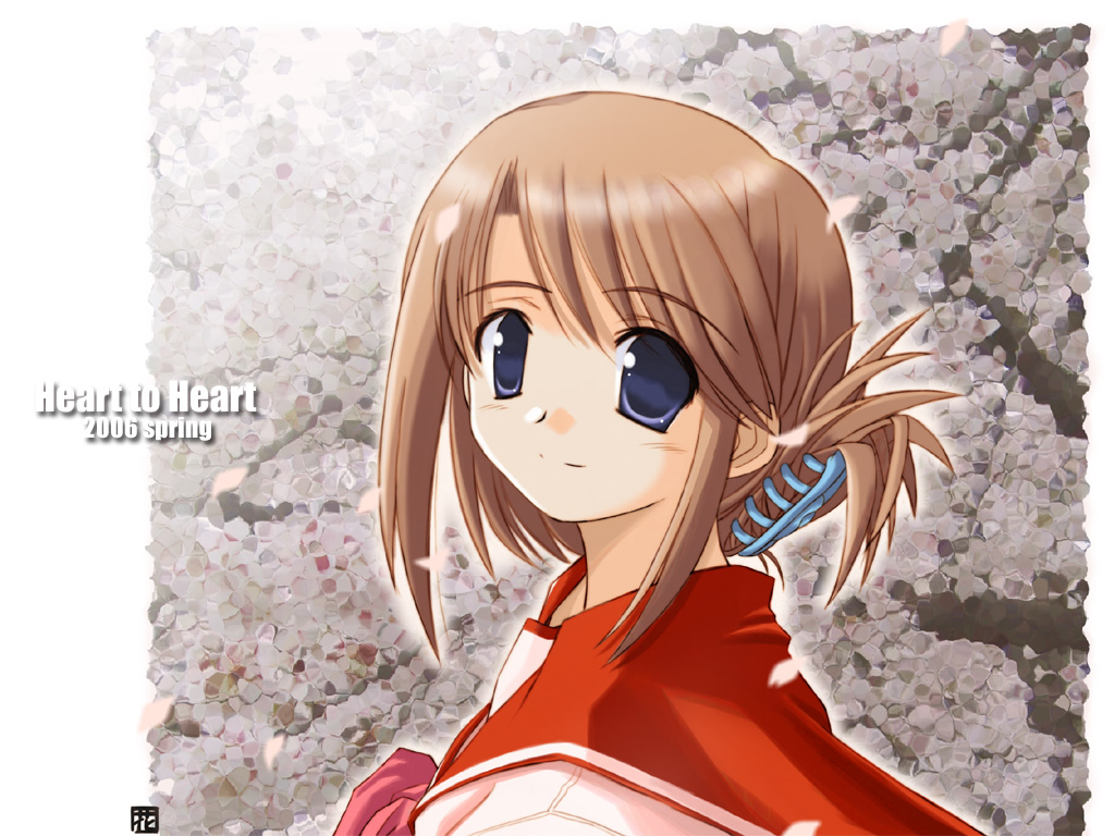 00s, 1girl, 2006, blue_eyes, blush, brown_hair, close-up, copyright_name