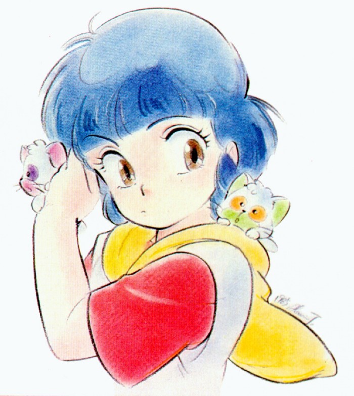 1girl, 80s, blue_hair, brown_eyes, cat, hood, hoodie, magical_girl
