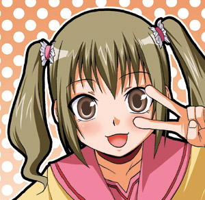 1girl, blush, brown_eyes, brown_hair, gokujou_seitokai, happy, katsura_minamo, lowres