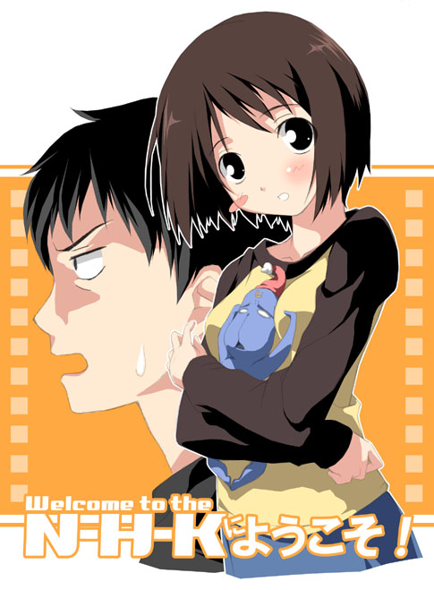 between_breasts, bob_cut, breasts, brown_eyes, brown_hair, hikikomori_alien, kantoku, nakahara_misaki