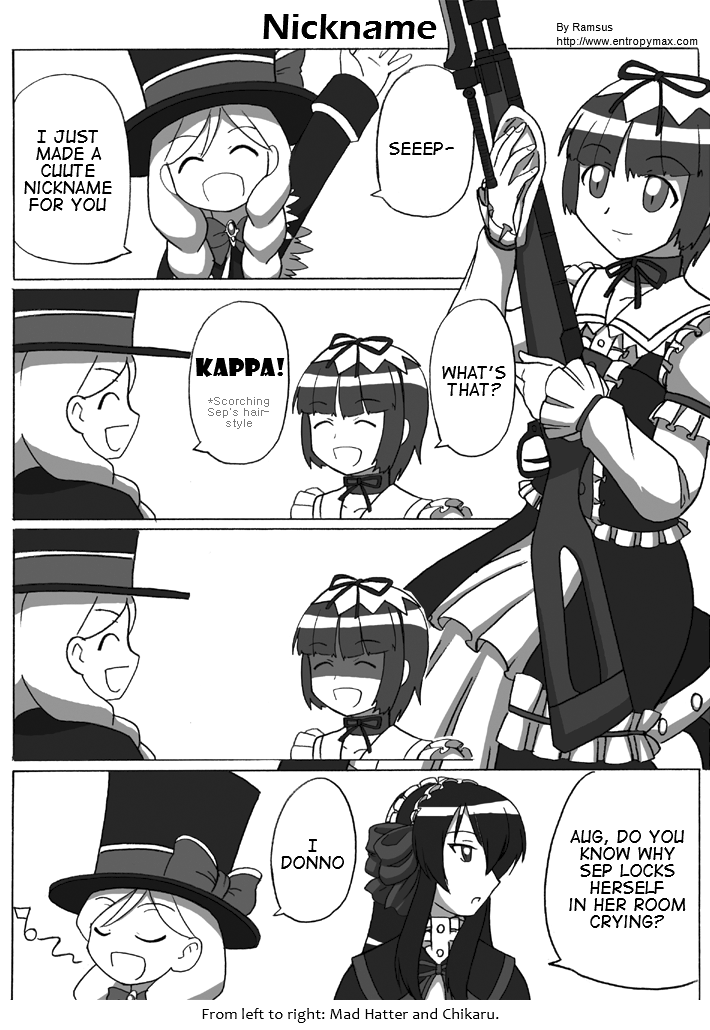 3girls, 4koma, april_(coyote_ragtime_show), august_(coyote_ragtime_show), comic, coyote_ragtime_show, monochrome, multiple_girls, sep, september_(coyote_ragtime_show), translated, translation_request
