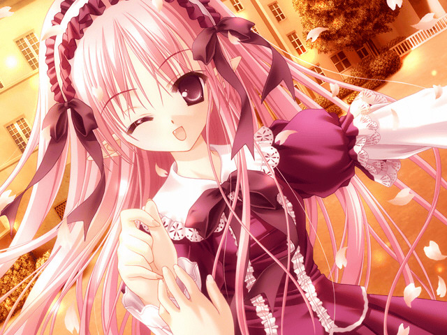1girl, fang, game_cg, gothic_lolita, hairband, lolita_fashion, long_hair, magical_tale