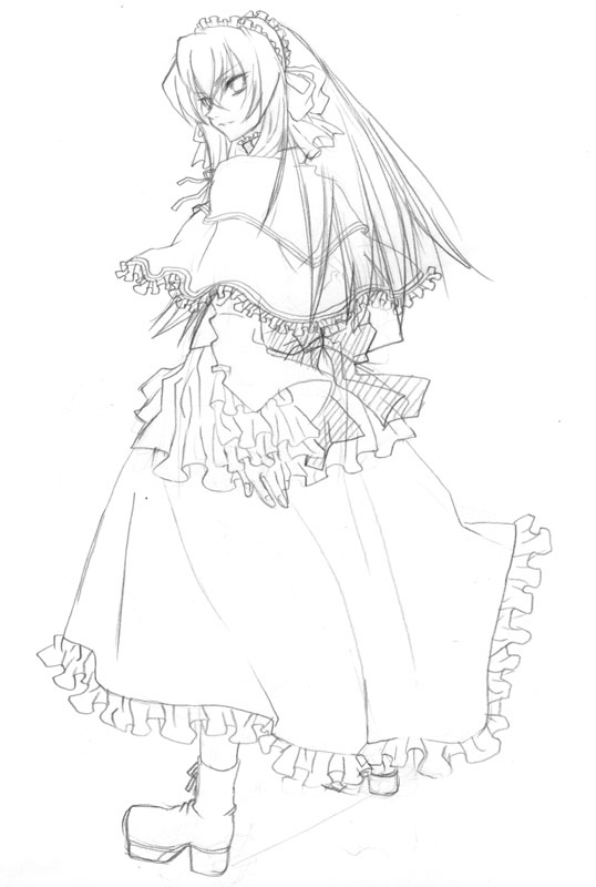 april, april_(coyote_ragtime_show), coyote_ragtime_show, gothic, monochrome, sketch