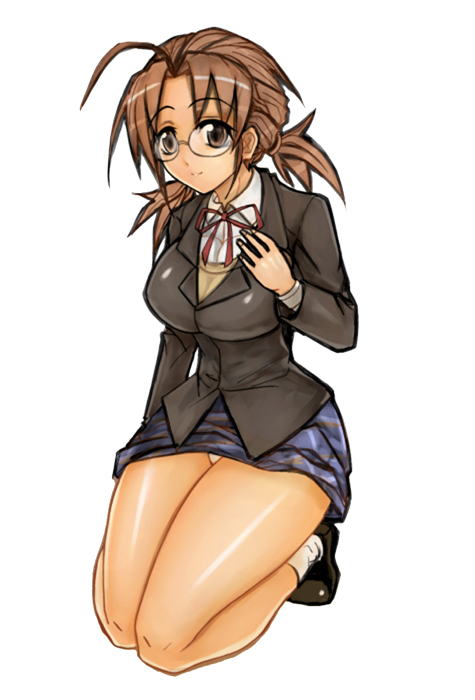 00s, ahoge, blazer, bow, bowtie, brown_eyes, brown_hair, dress_shirt