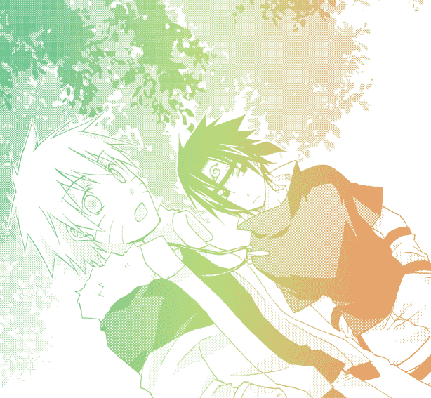 2boys, artist_request, dutch_angle, gradient, male_focus, monochrome, multicolor, multiple_boys