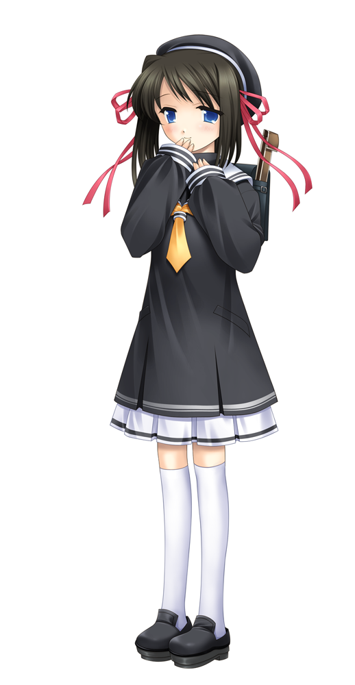120_en_no_haru, 120_yen_stories, 1girl, hakone, koyuki_(120_yen), odawara_hakone, school_uniform, serafuku, simple_background, solo, white_background