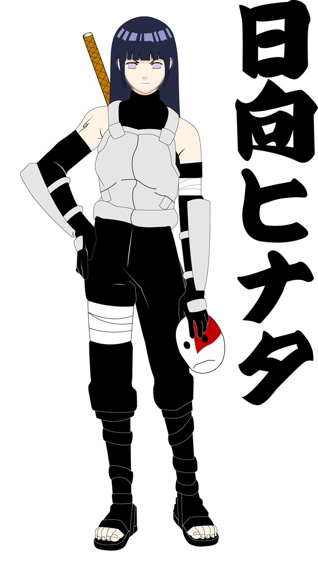 1girl, anbu, arm_guards, armor, behind_back, black_hair, breastplate, frown, holding, hyuuga_hinata, long_hair, looking_at_viewer, mask, mazingerx, naruto, sandals, serious, simple_background, solo, sword, toenails, violet_eyes, weapon, white_background