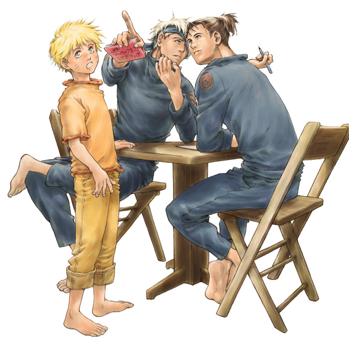 3boys, barefoot, child, feet, hatake_kakashi, male_focus, multiple_boys, naruto