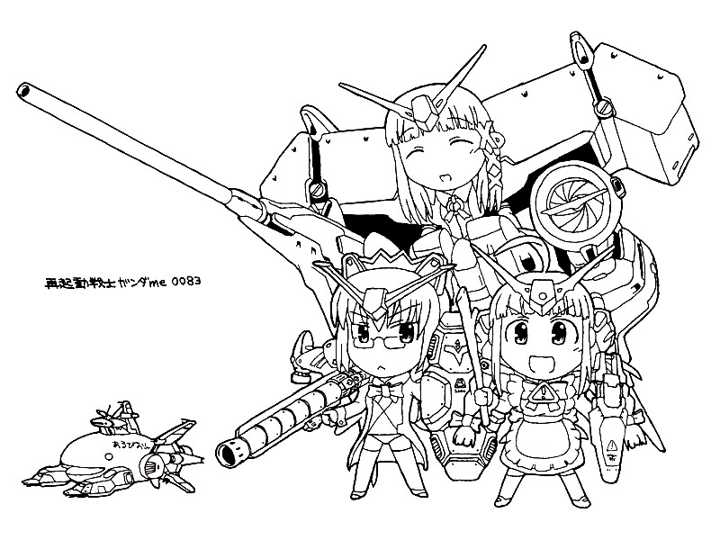 2000, 2k-tan, 90s, chibi, dendrobium_schema, glasses, gundam, gundam_0083