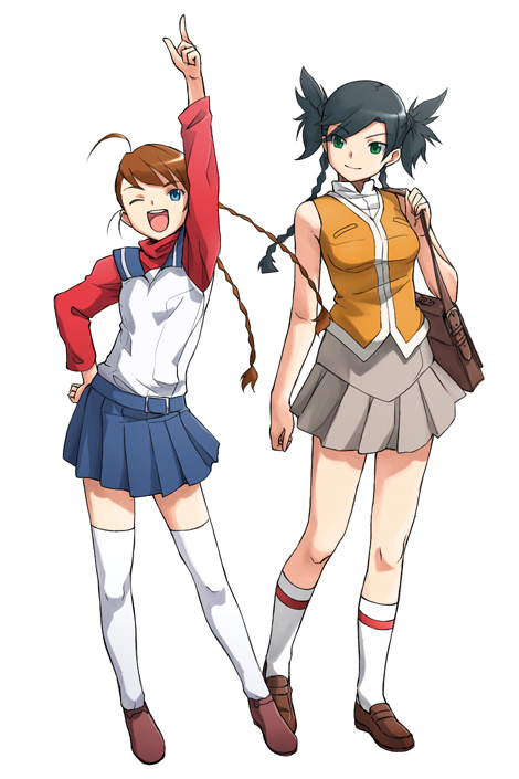 2girls, ahoge, alternate_costume, arika_yumemiya, chun_mei, legs, minato_fumi, multiple_girls