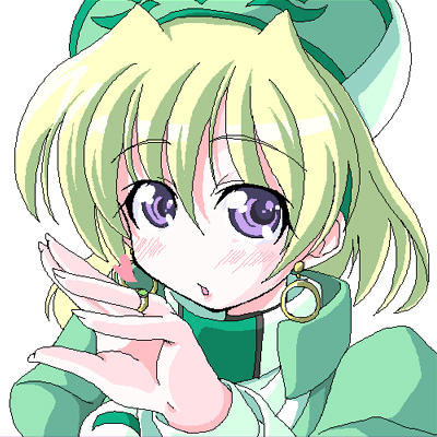 1girl, aiai, blonde_hair, earrings, jewelry, klarwind, lowres, lyrical_nanoha
