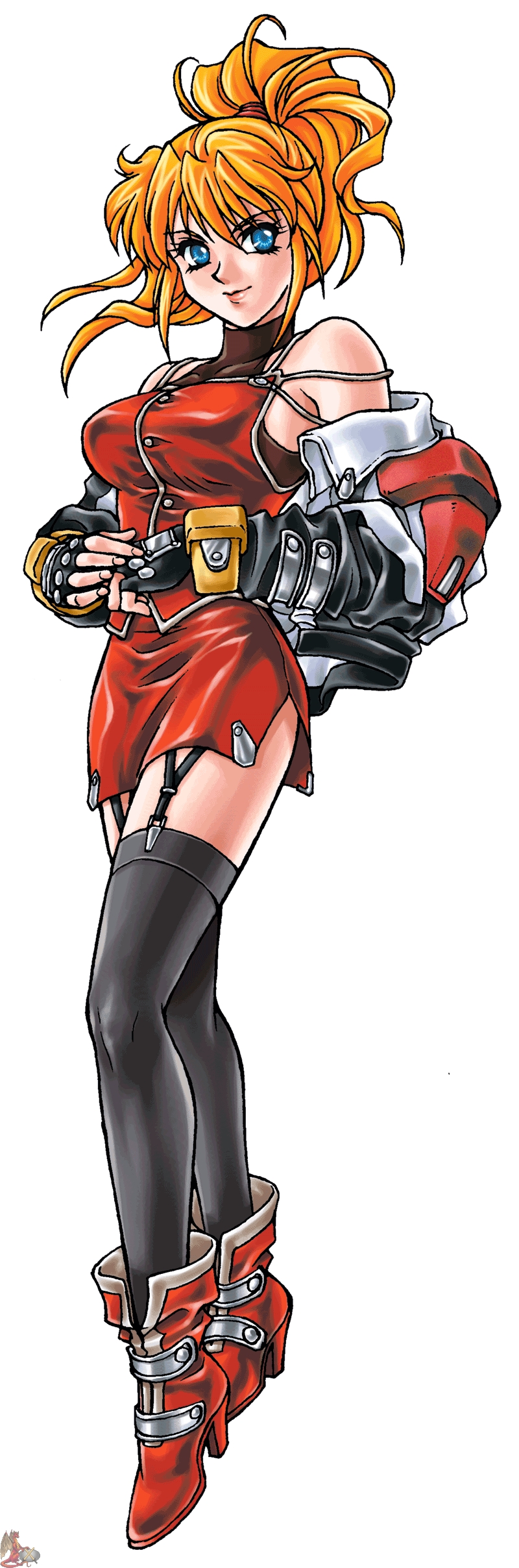 1girl, absurdres, antenna_hair, bangs, banpresto, bare_shoulders, black_gloves, black_legwear