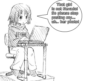 1girl, casual, chair, computer, english, laptop, lowres, monochrome