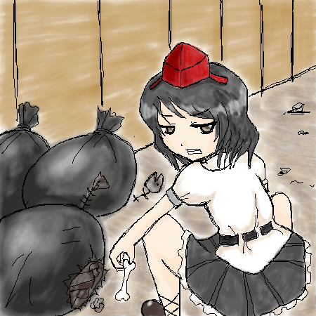 1girl, female, hat, looking_at_viewer, lowres, scavenger, shameimaru_aya, solo, tokin_hat, touhou