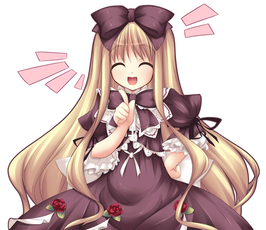 angel_wish, blonde_hair, dress, fang, gothic, ribbon, shimakaze, suzune_merveillex