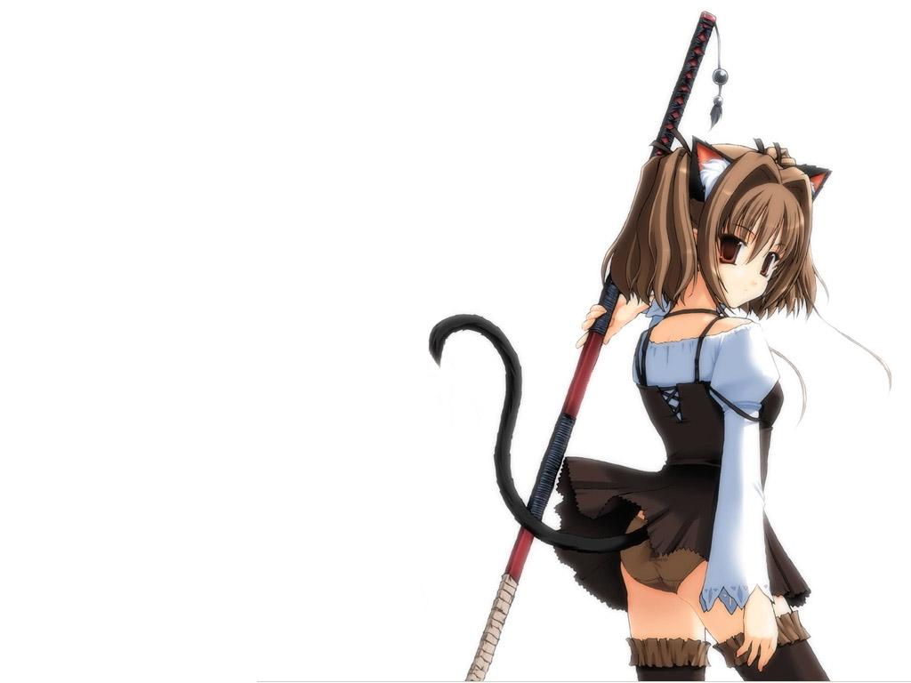 1girl, animal_ears, brown_eyes, brown_hair, brown_legwear, brown_panties, cat_ears, cat_tail