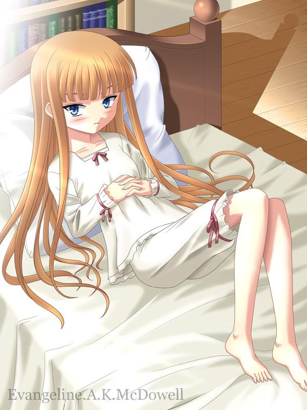 1girl, barefoot, evangeline_a_k_mcdowell, feet, flat_chest, mahou_sensei_negima!, masakichi_(crossroad), solo