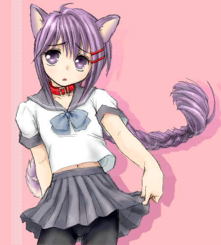 1boy, angelous_lazward, animal_ears, black_legwear, bow, braid, cat_ears, cat_tail