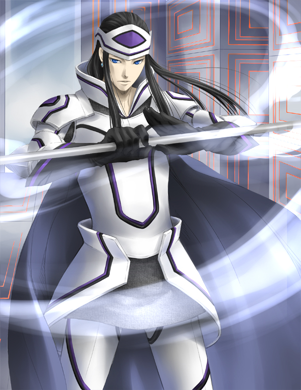 armor, bad_id, black_hair, blue_eyes, cu_chulainn_(megami_tensei), long_hair, persona, persona_4