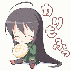^_^, animated, animated_gif, antenna_hair, black_hair, blush_stickers, bread, chibi