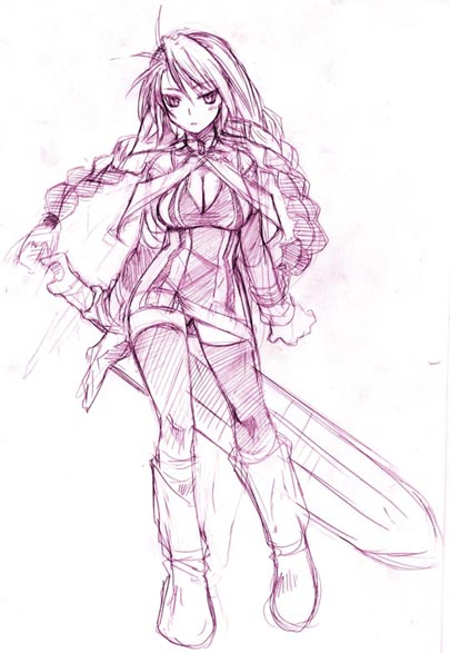 1girl, boots, braid, breasts, capelet, cleavage, detached_sleeves, dress