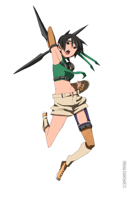 1girl, breasts, final_fantasy, final_fantasy_vii, headband, simple_background, sleeveless, sleeveless_turtleneck