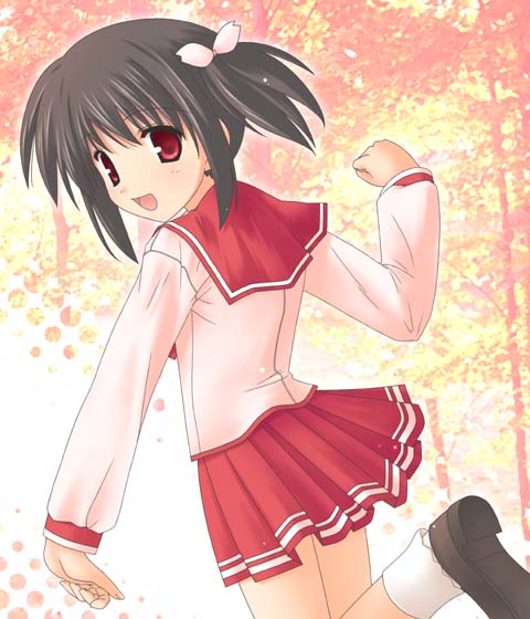 1girl, :d, bad_anatomy, bad_hands, black_hair, chuujou_kagetsu, cowboy_shot, looking_at_viewer
